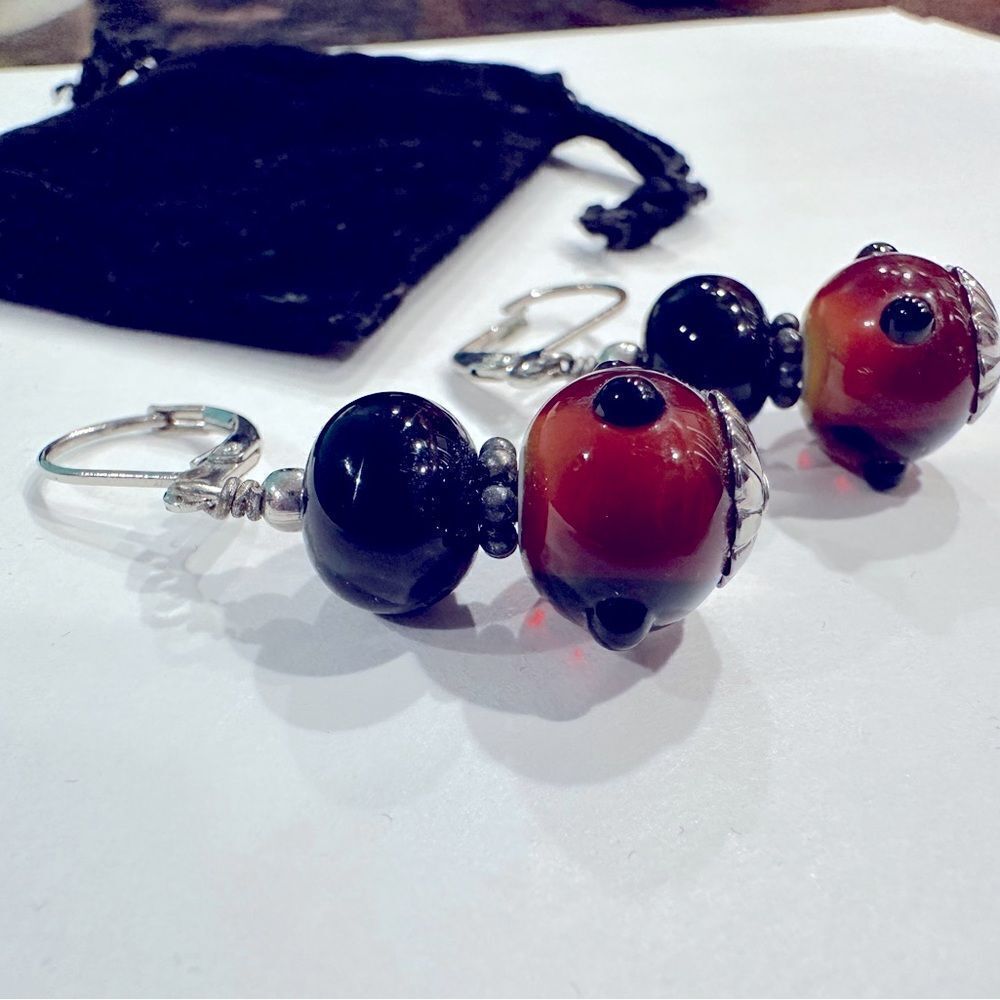 Local Artisan glass blown beaded earrings